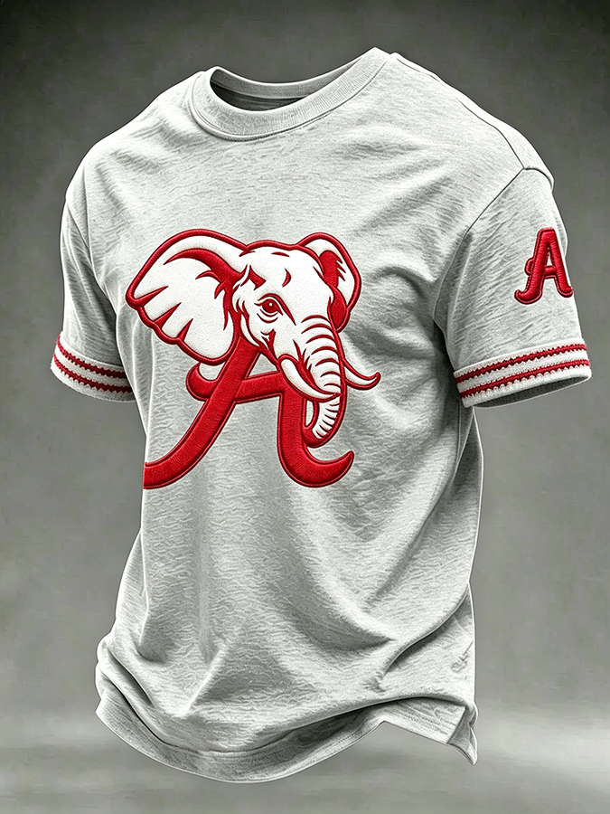 Men'S Rugby Printed Round Neck T-Shirt