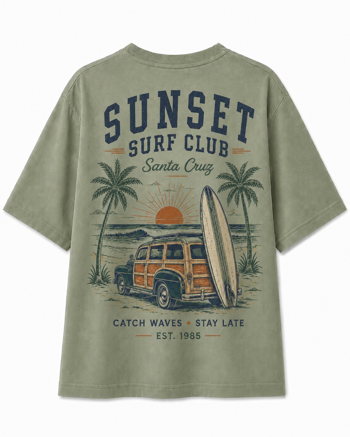 Sunset Surf Club V-Neck Tee