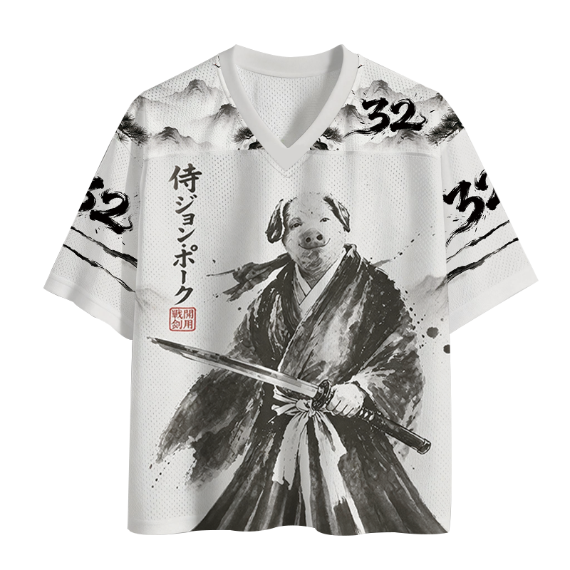 Samurai Brainrot Meme John Pork Mesh Jersey
