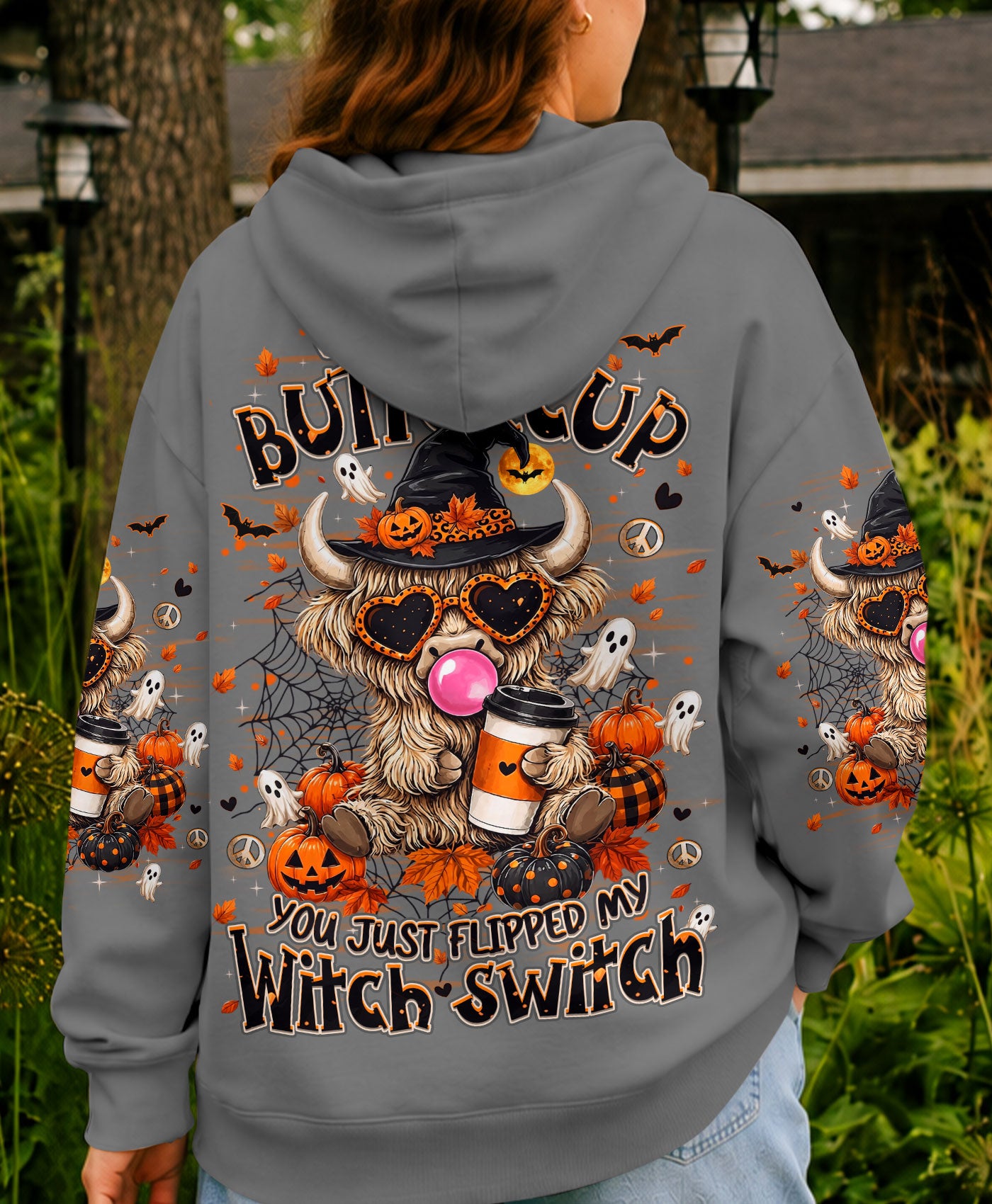 WITCH SWITCH HIGHLAND COW HALLOWEEN ALL OVER PRINT
