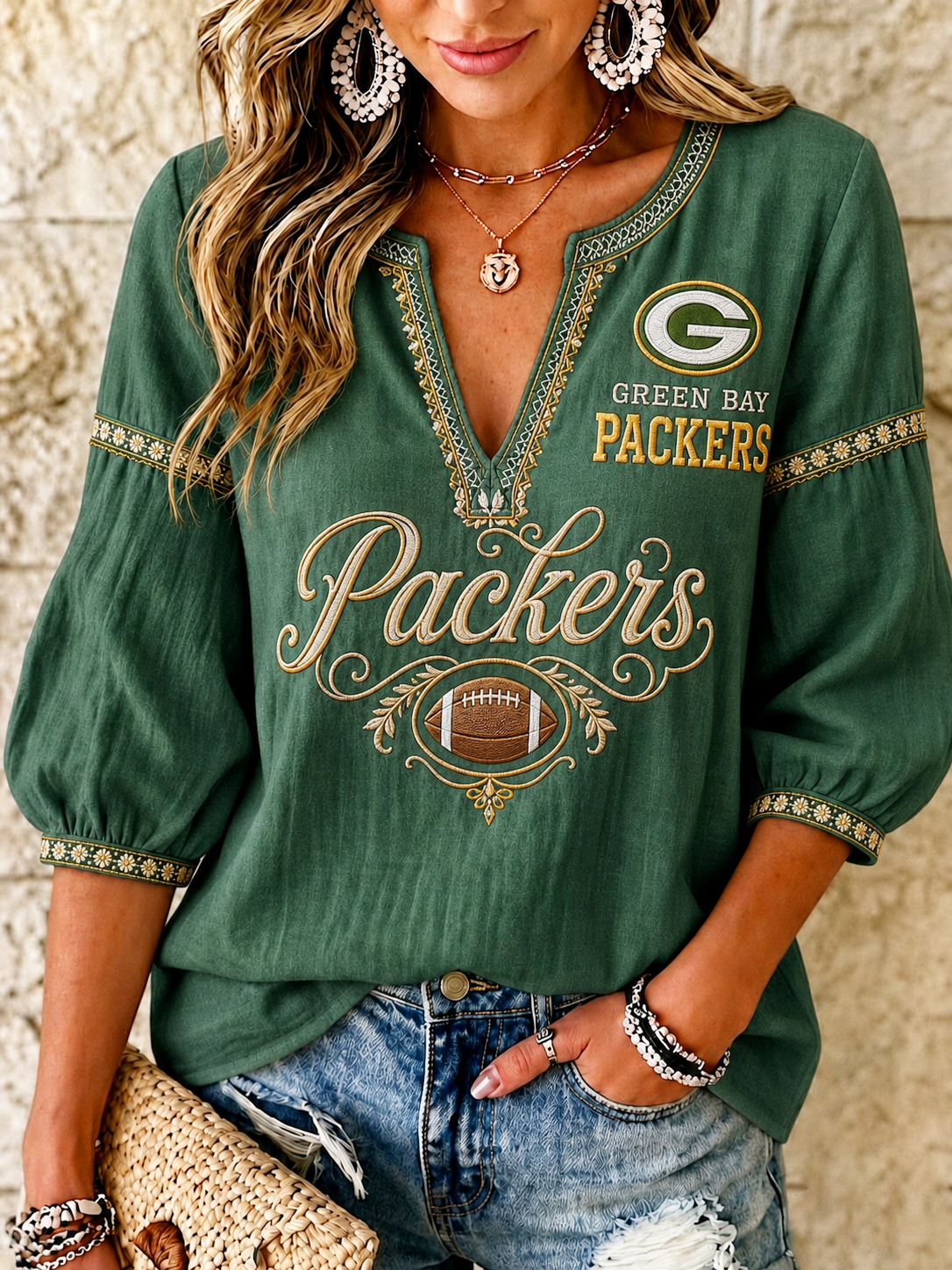 Women's Casual Football Mid-length Shirt