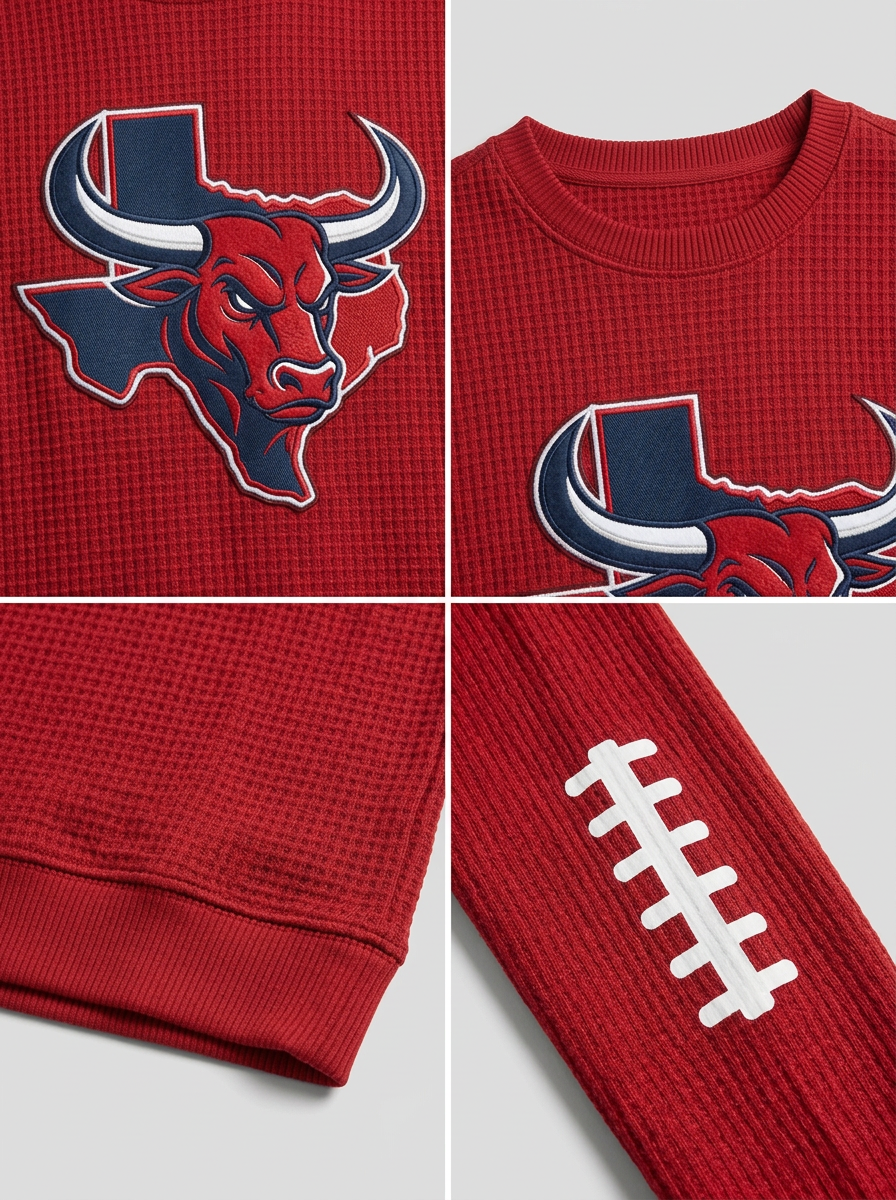 Men's Houston Texans Football Bull Texas State Printed T-shirt