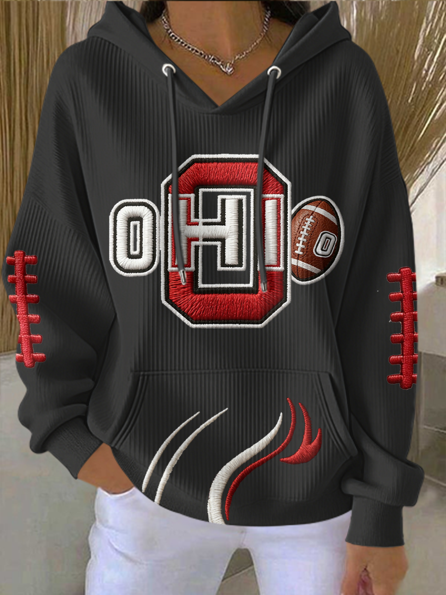 Women'S College Football Printed Hooded Sweatshirt