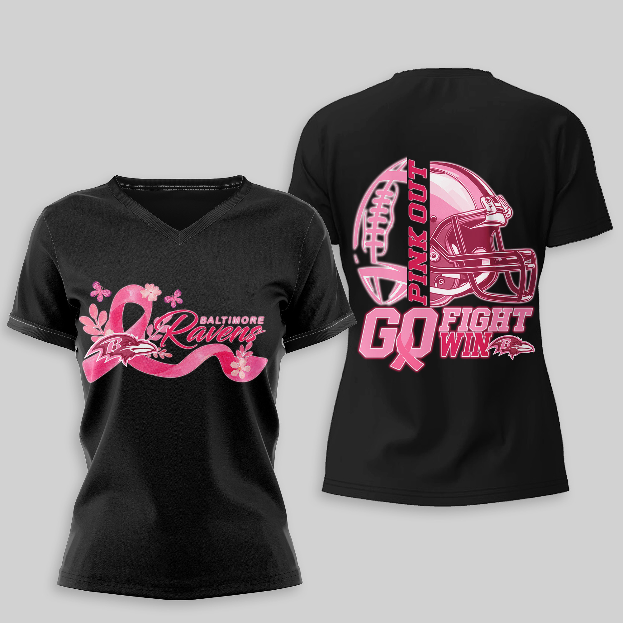 Baltimore Ravens | Premium Tackle Breast Cancer Women's Shirt TD