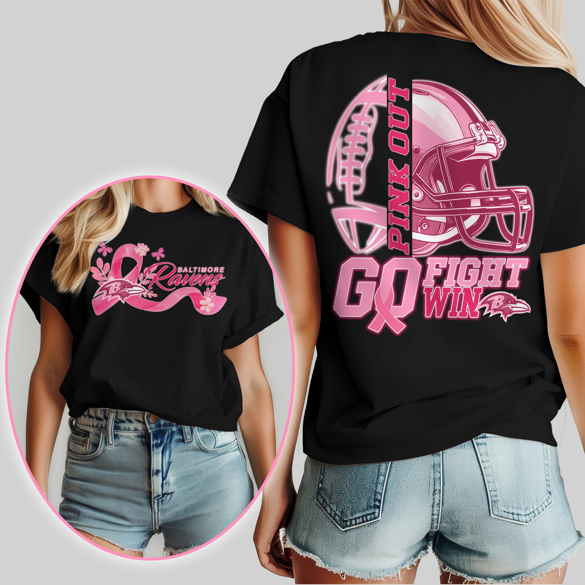 Baltimore Ravens | Premium Tackle Breast Cancer Women's Shirt TD