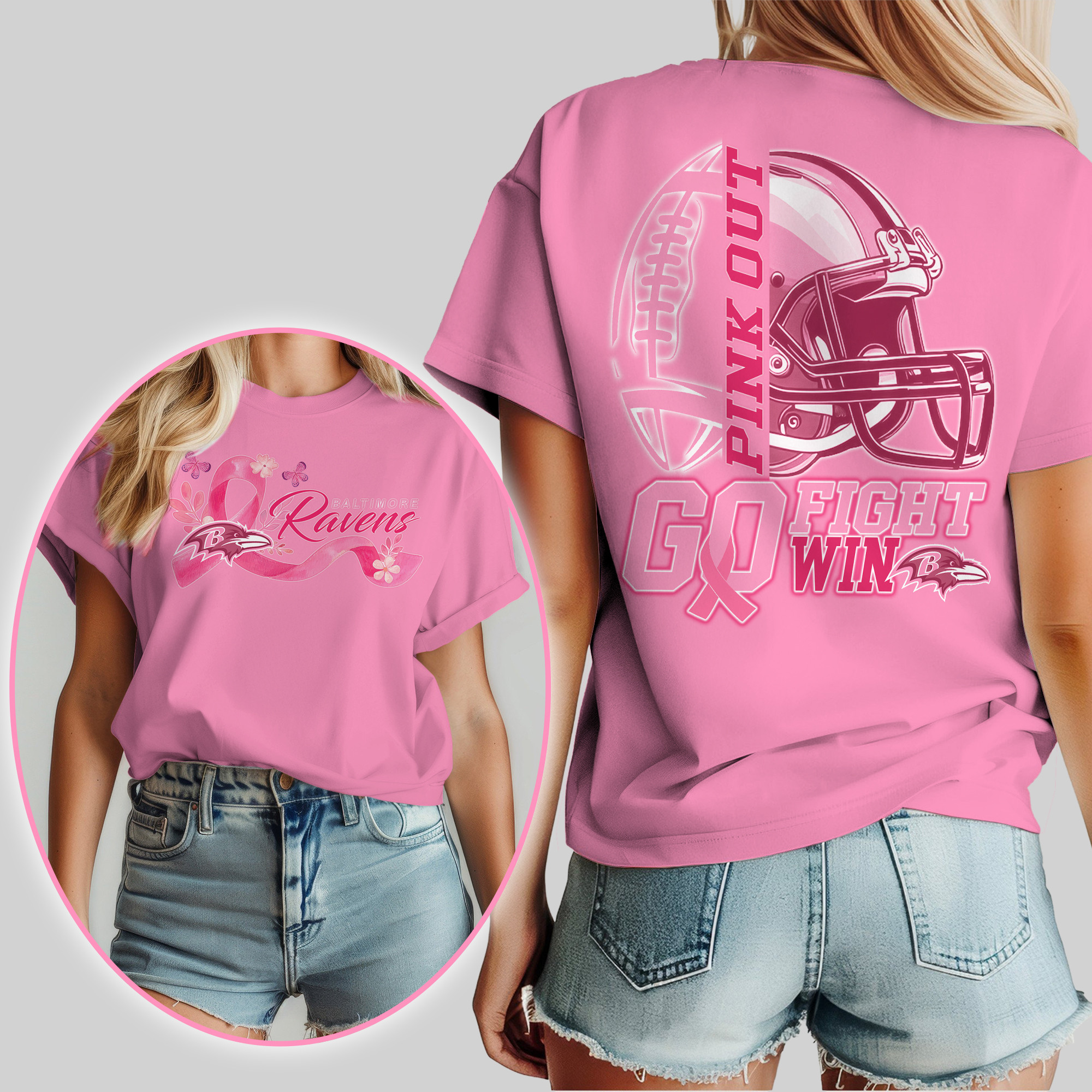 Baltimore Ravens | Premium Tackle Breast Cancer Women's Shirt TD