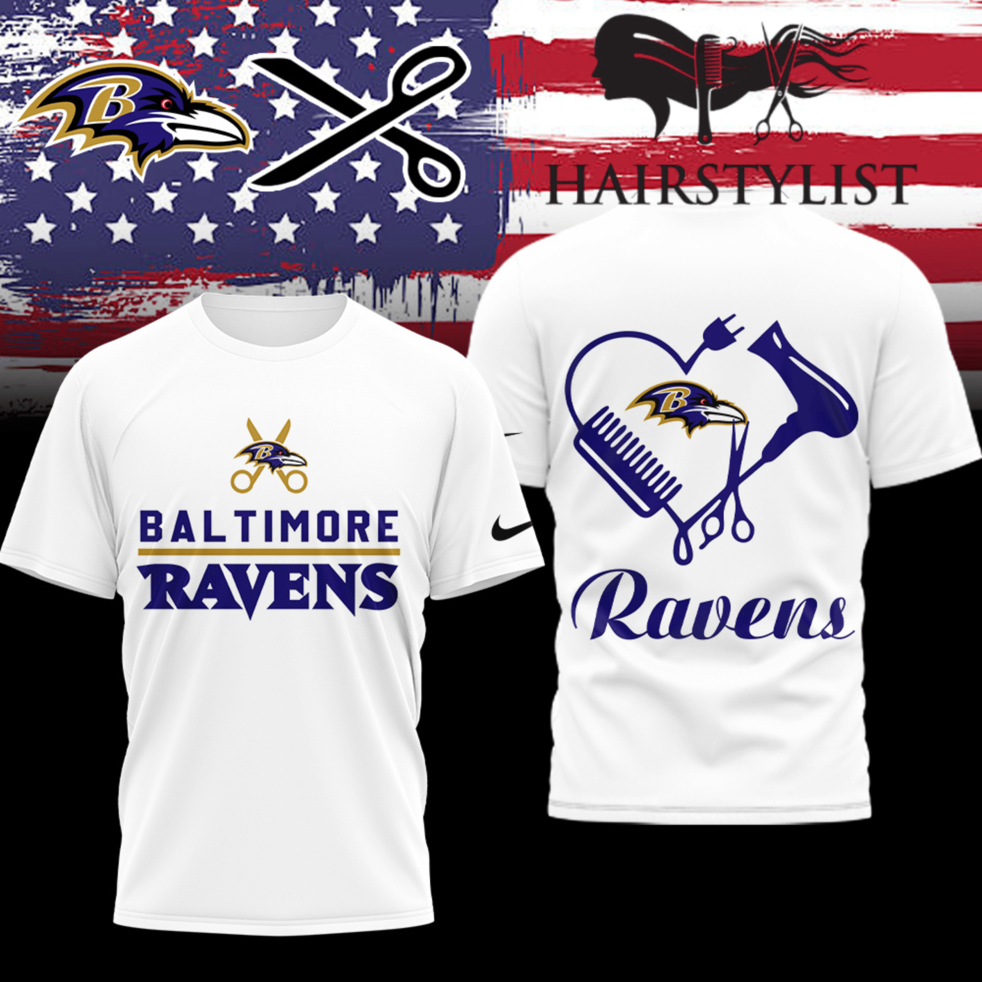 Baltimore Ravens | Premium NFL Hair Stylist 3D Shirt HI