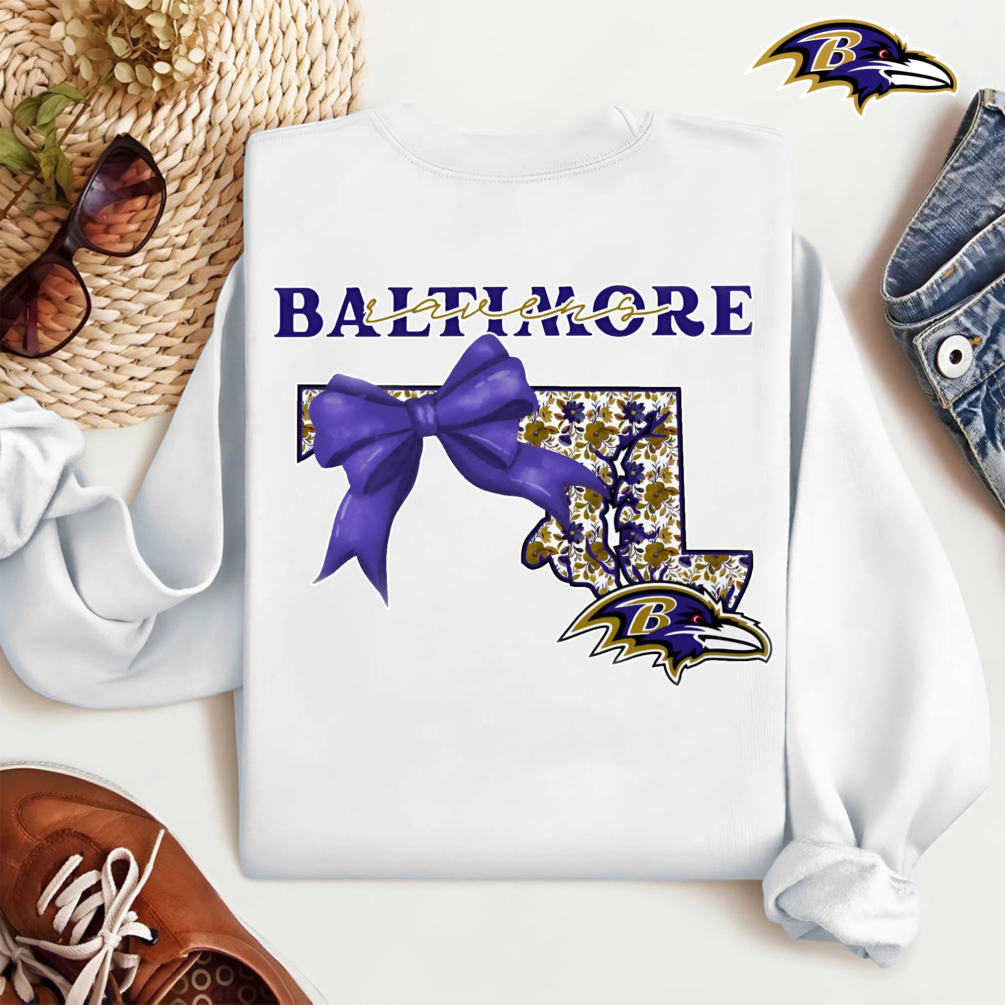 Baltimore Ravens | Premium NFL Cozy State Bow Sweatshirt TD