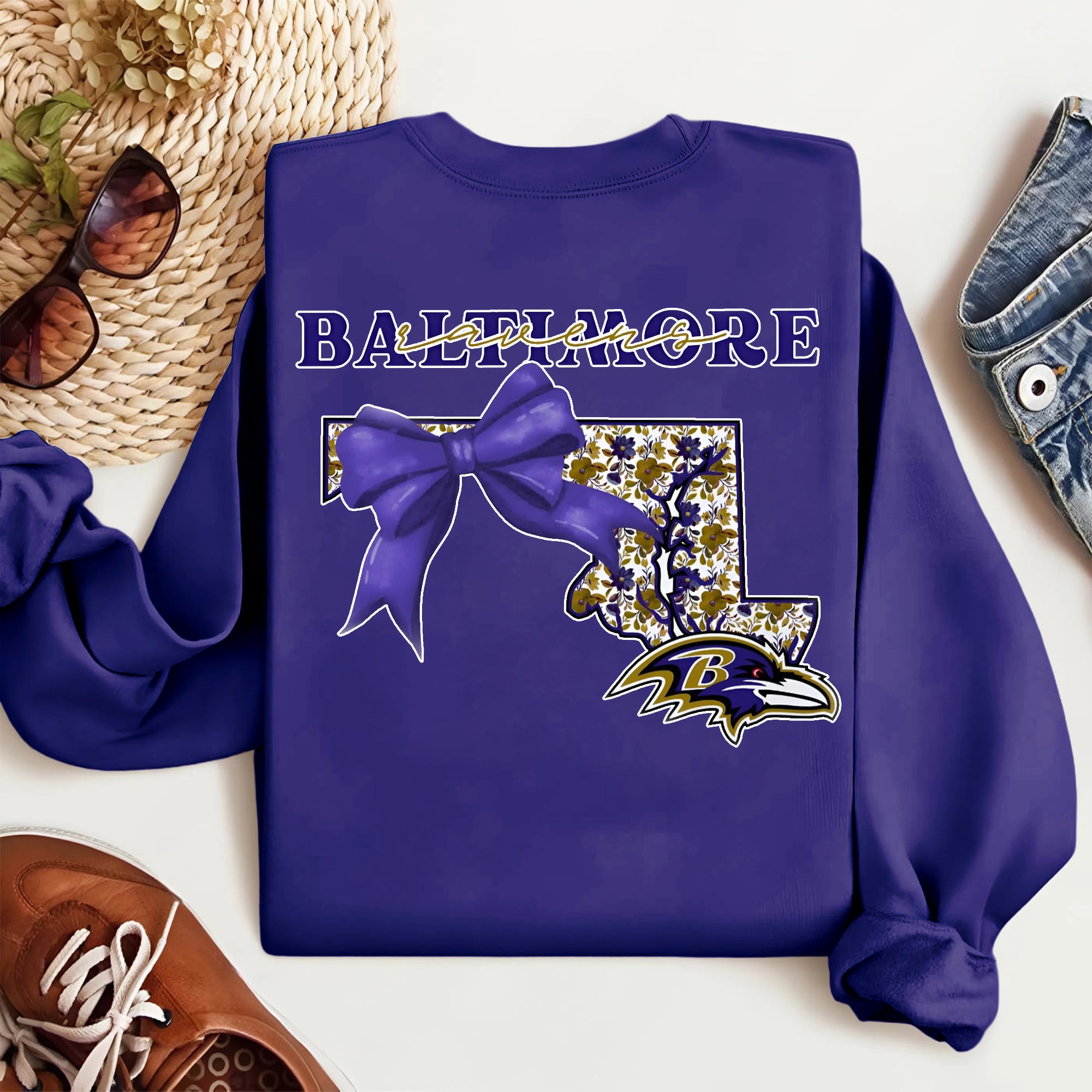 Baltimore Ravens | Premium NFL Cozy State Bow Sweatshirt TD