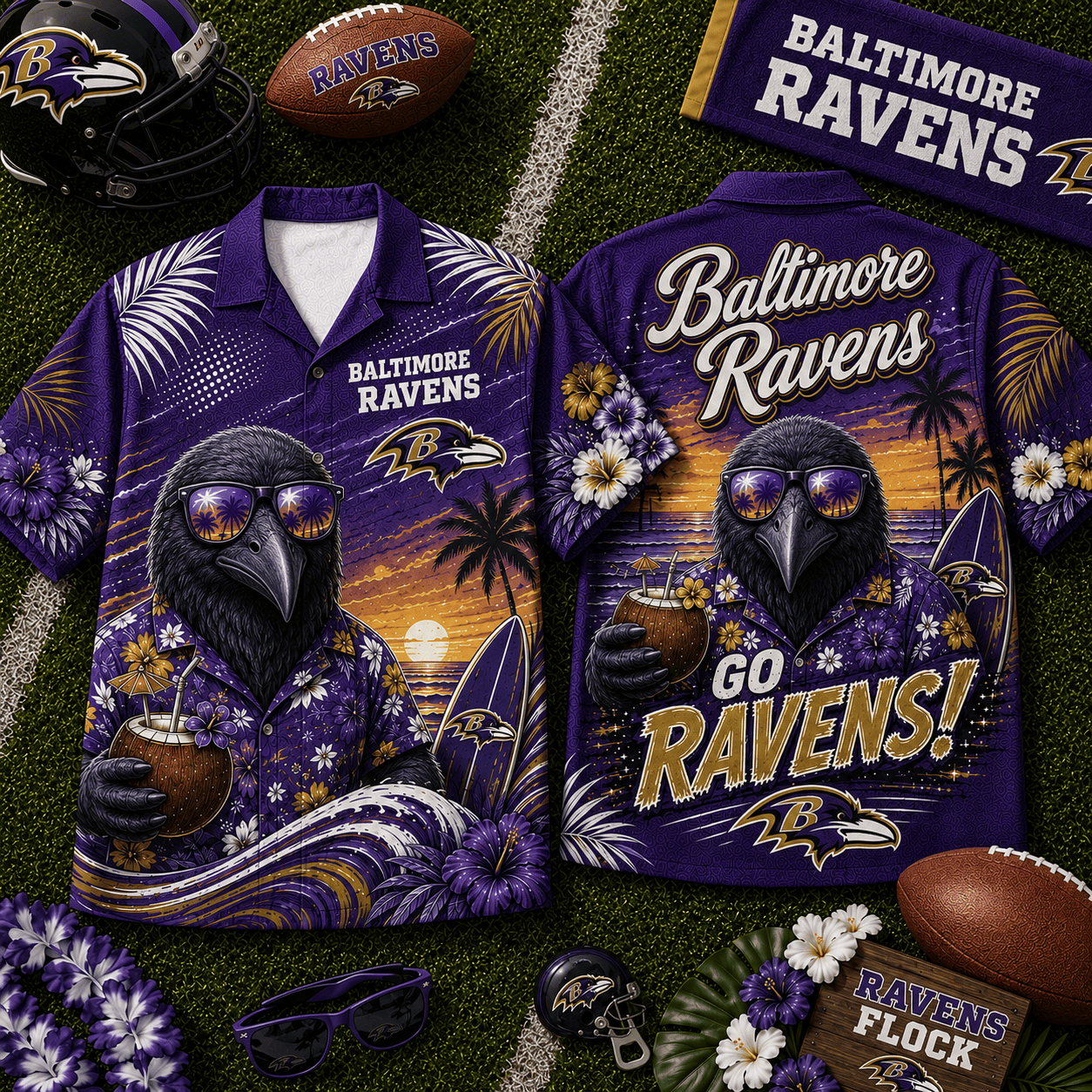 Baltimore Ravens | Premium NFL Beach Vibes Hawaiian Shirt NY