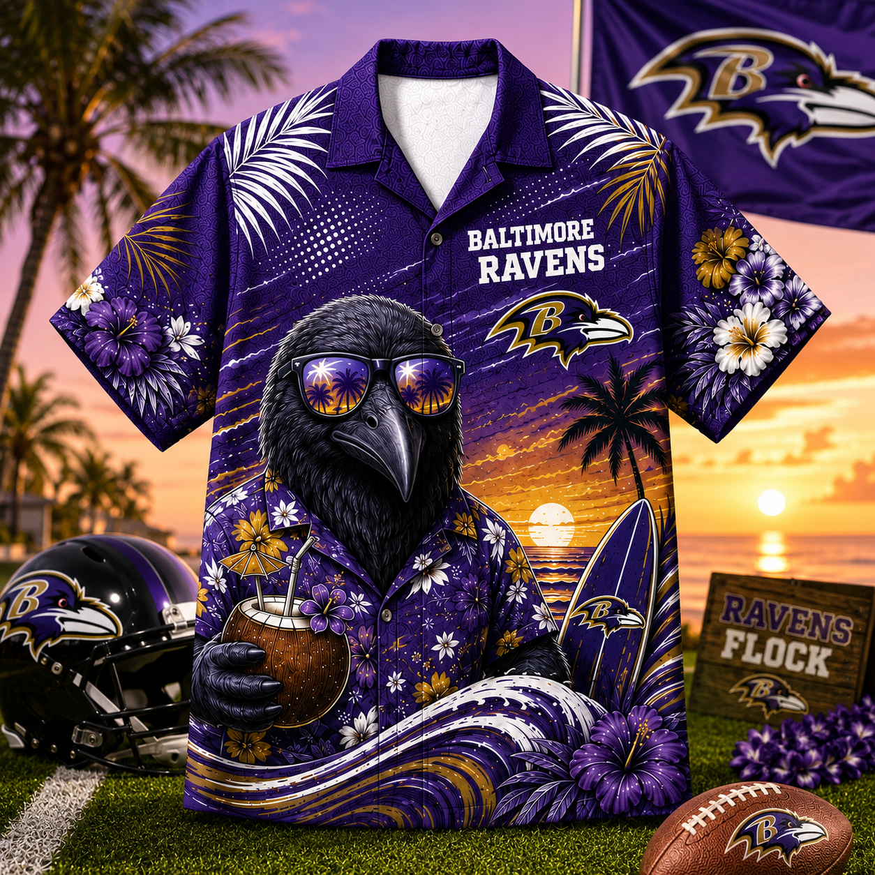 Baltimore Ravens | Premium NFL Beach Vibes Hawaiian Shirt NY
