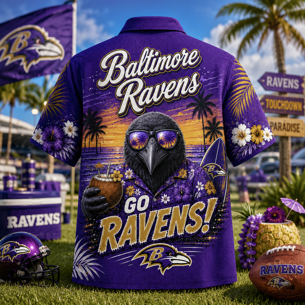 Baltimore Ravens | Premium NFL Beach Vibes Hawaiian Shirt NY