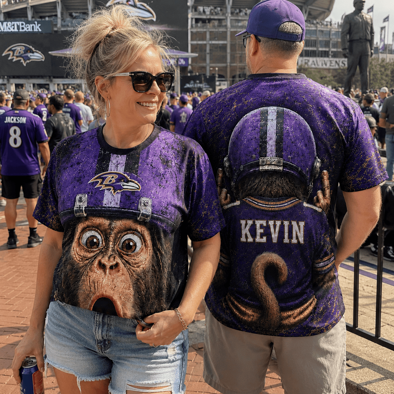 Baltimore Ravens | Premium NFL Custom Name Football Fan 3D T-Shirt For Sports Lovers Loving Funny Monkey Graphics BK
