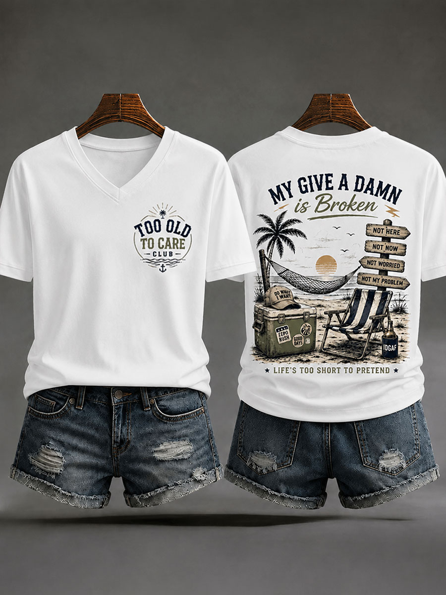 Women's 'Too Old to Care Club' V-Neck T-Shirts
