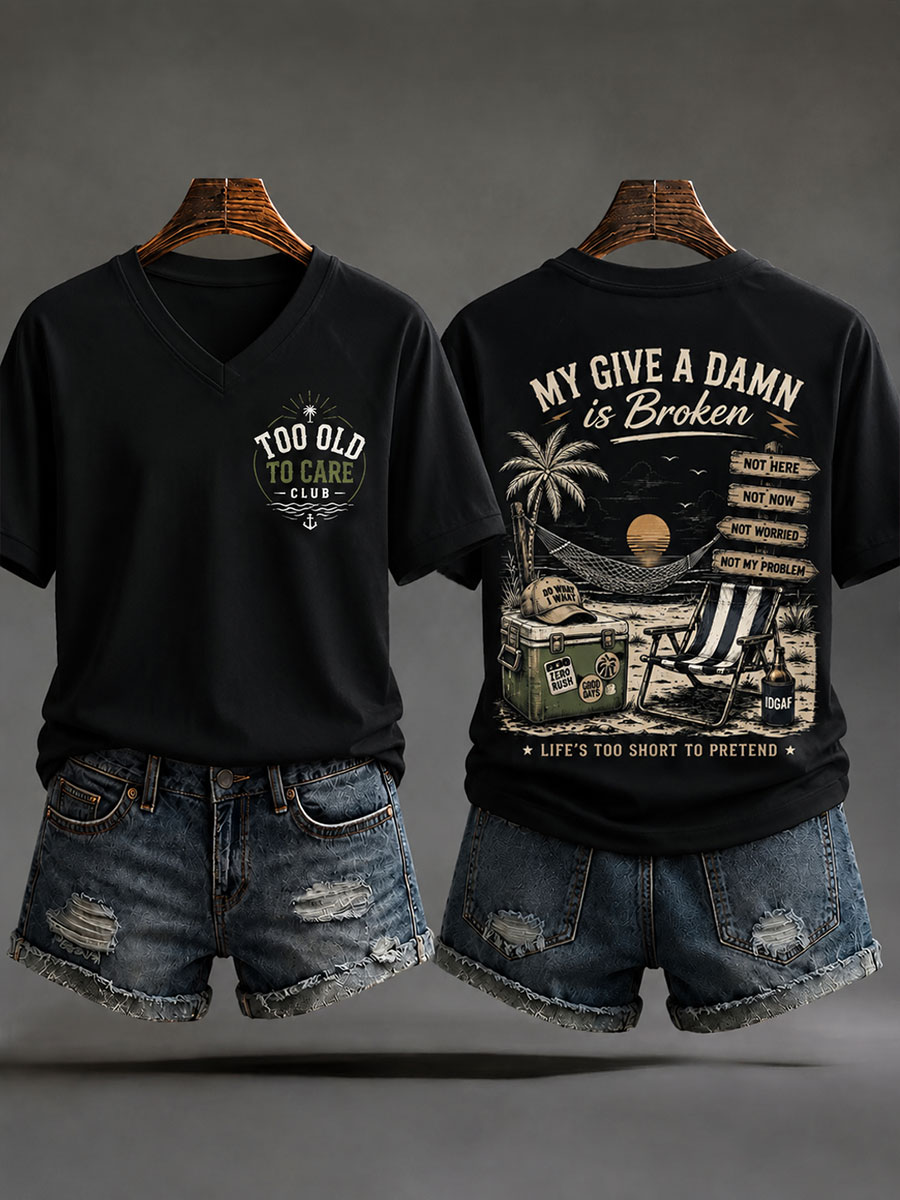 Women's 'Too Old to Care Club' V-Neck T-Shirts