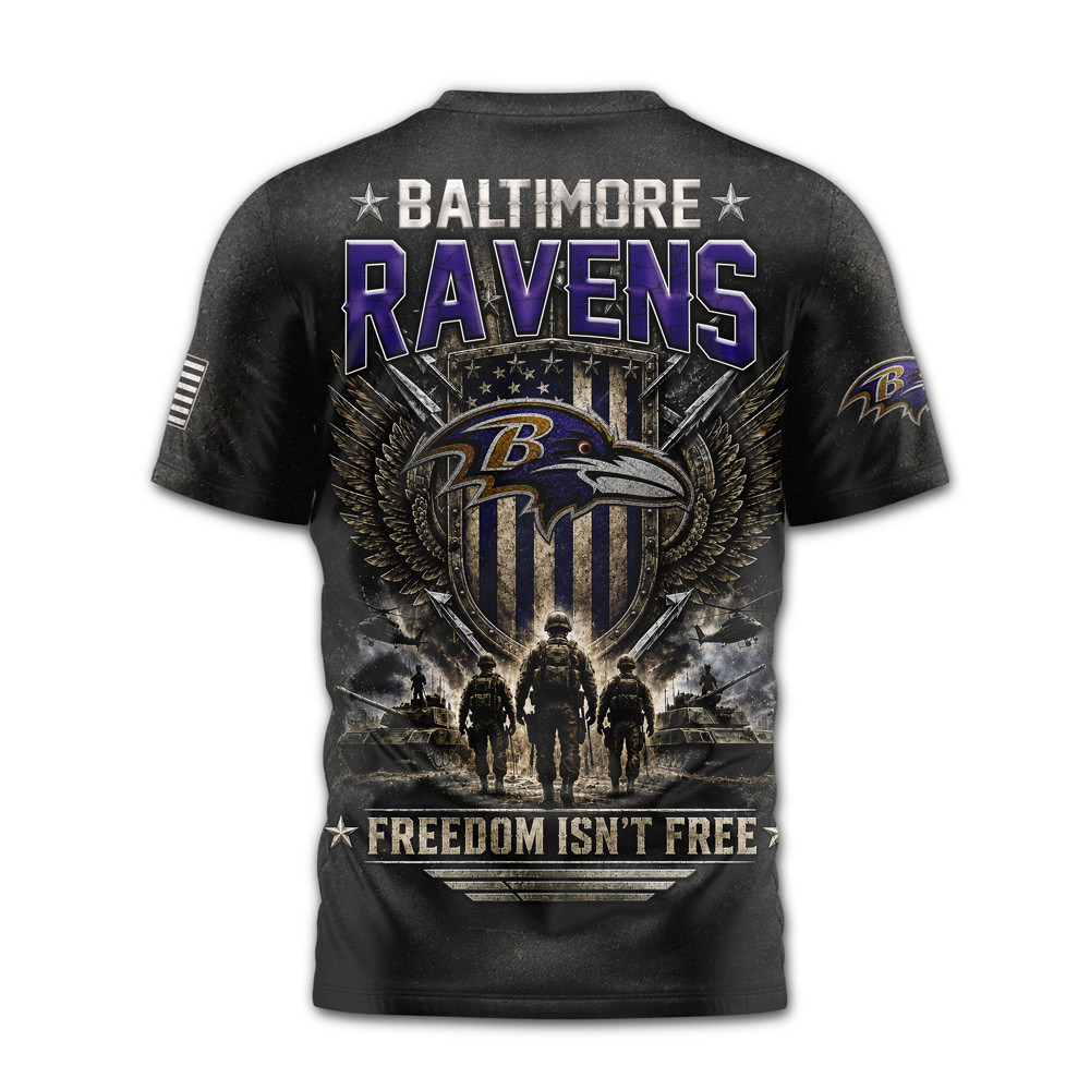 Baltimore Ravens | Premium NFL Freedom Team Military 3D Shirt NTH1