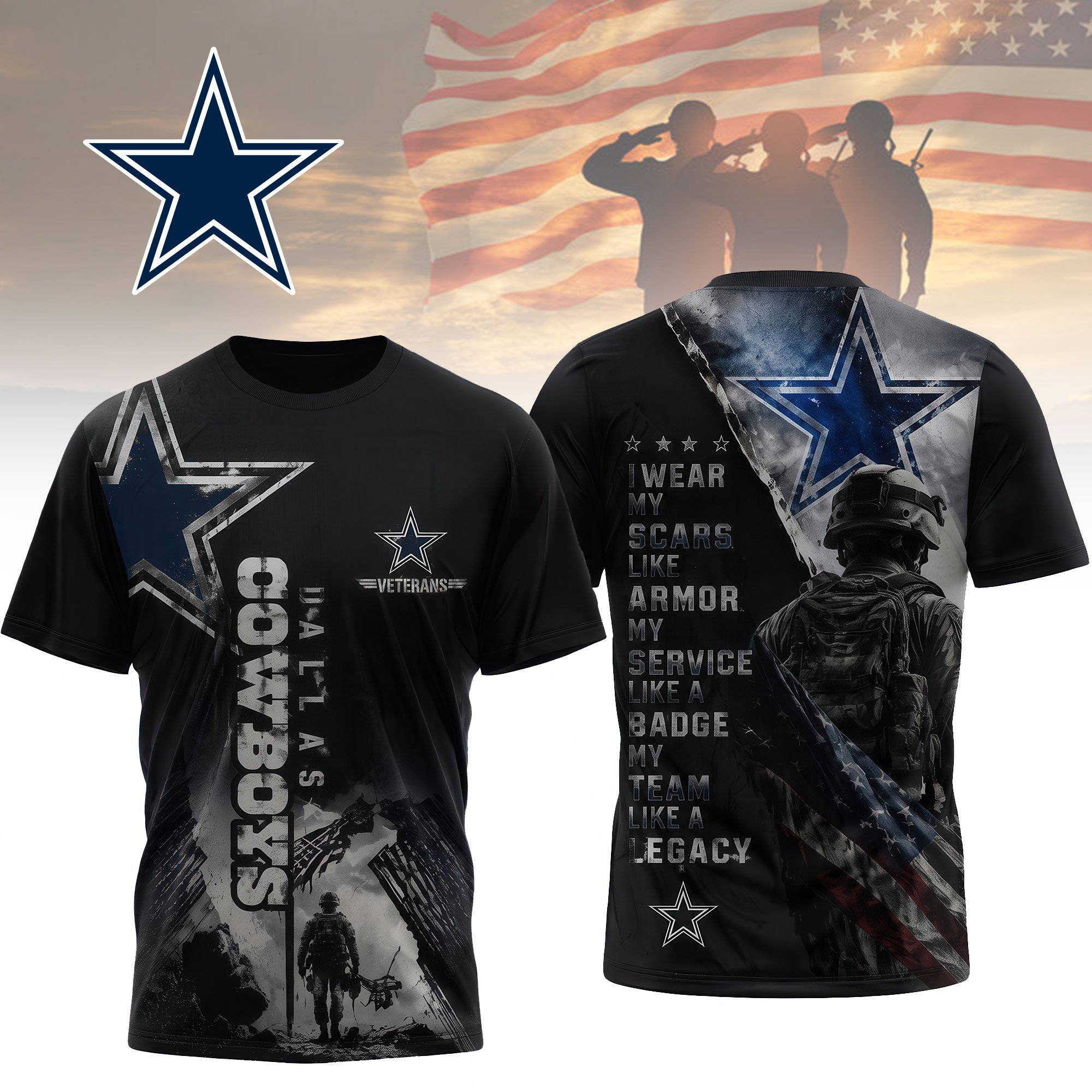 Dallas Cowboys | Premium NFL Veterans Legacy Team 3D Shirt NTH1