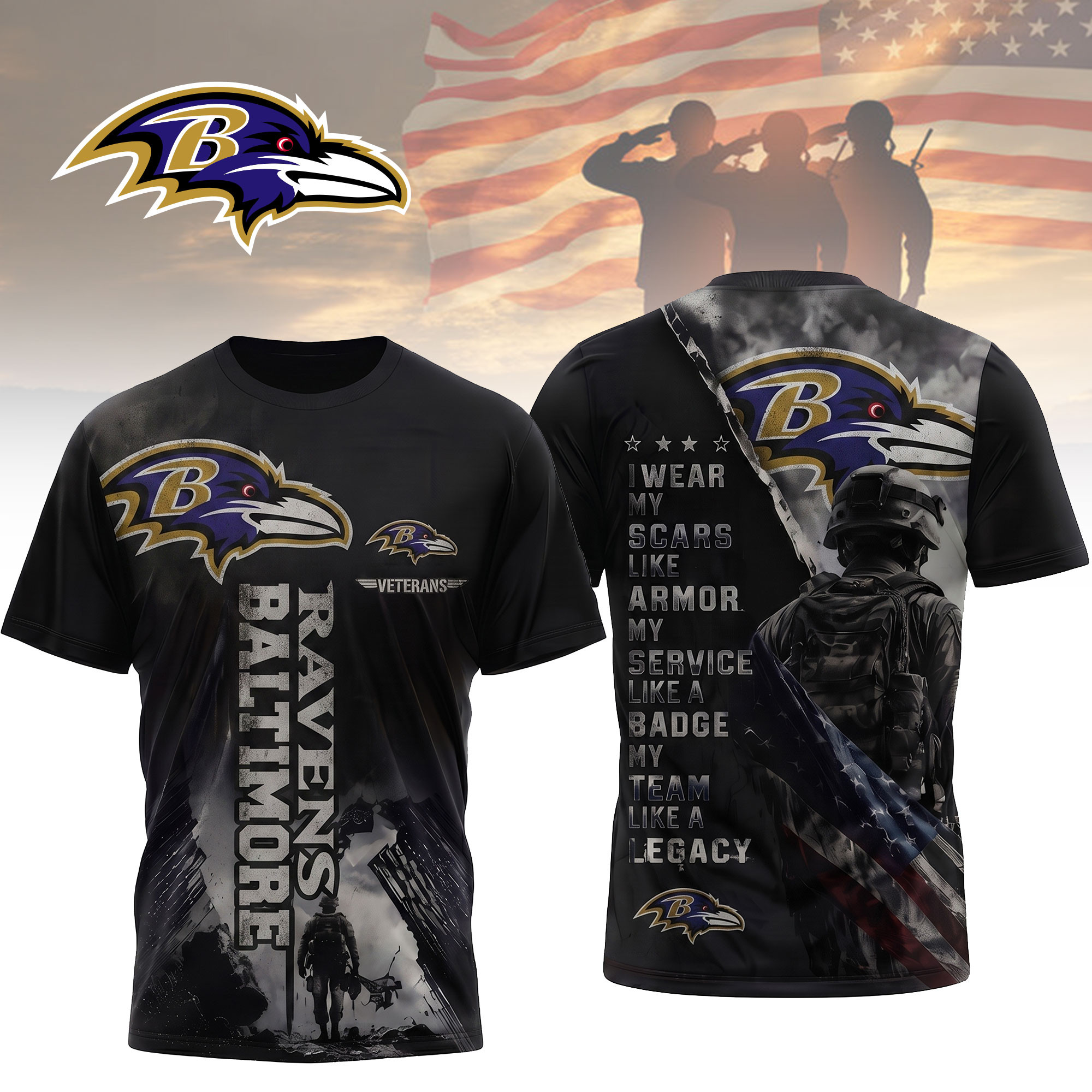 Baltimore Ravens | Premium NFL Veterans Legacy Team 3D Shirt NTH1