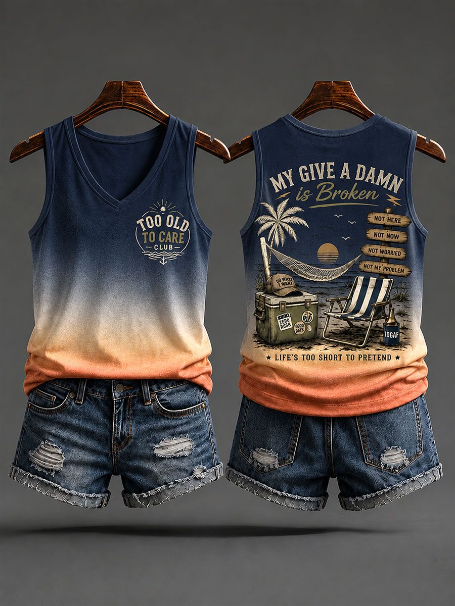 Women's "too old to care club" V-neck vests