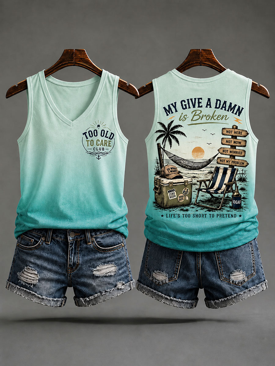 Women's "too old to care club" V-neck vests