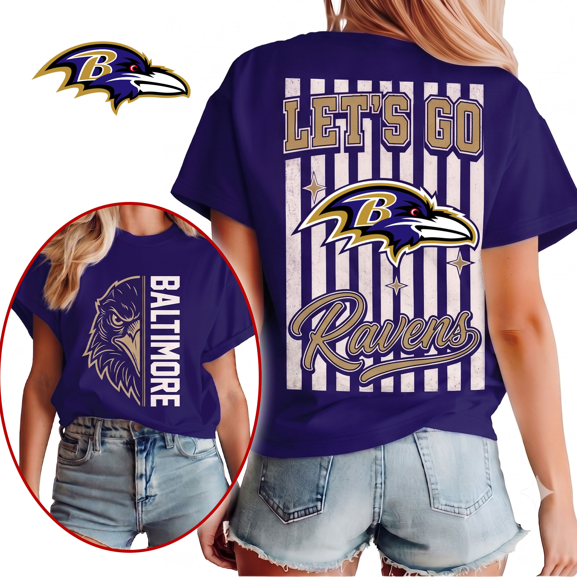 Baltimore Ravens | Premium NFL Victory Stripe 3D Shirt NY