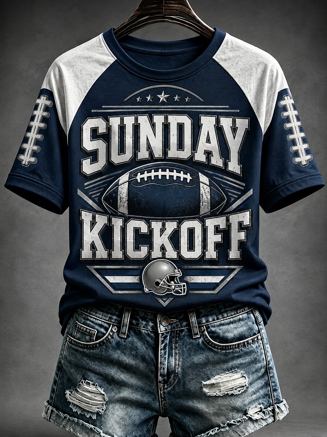 Women's Football SUNDAY KICKOFF Printed T-shirt