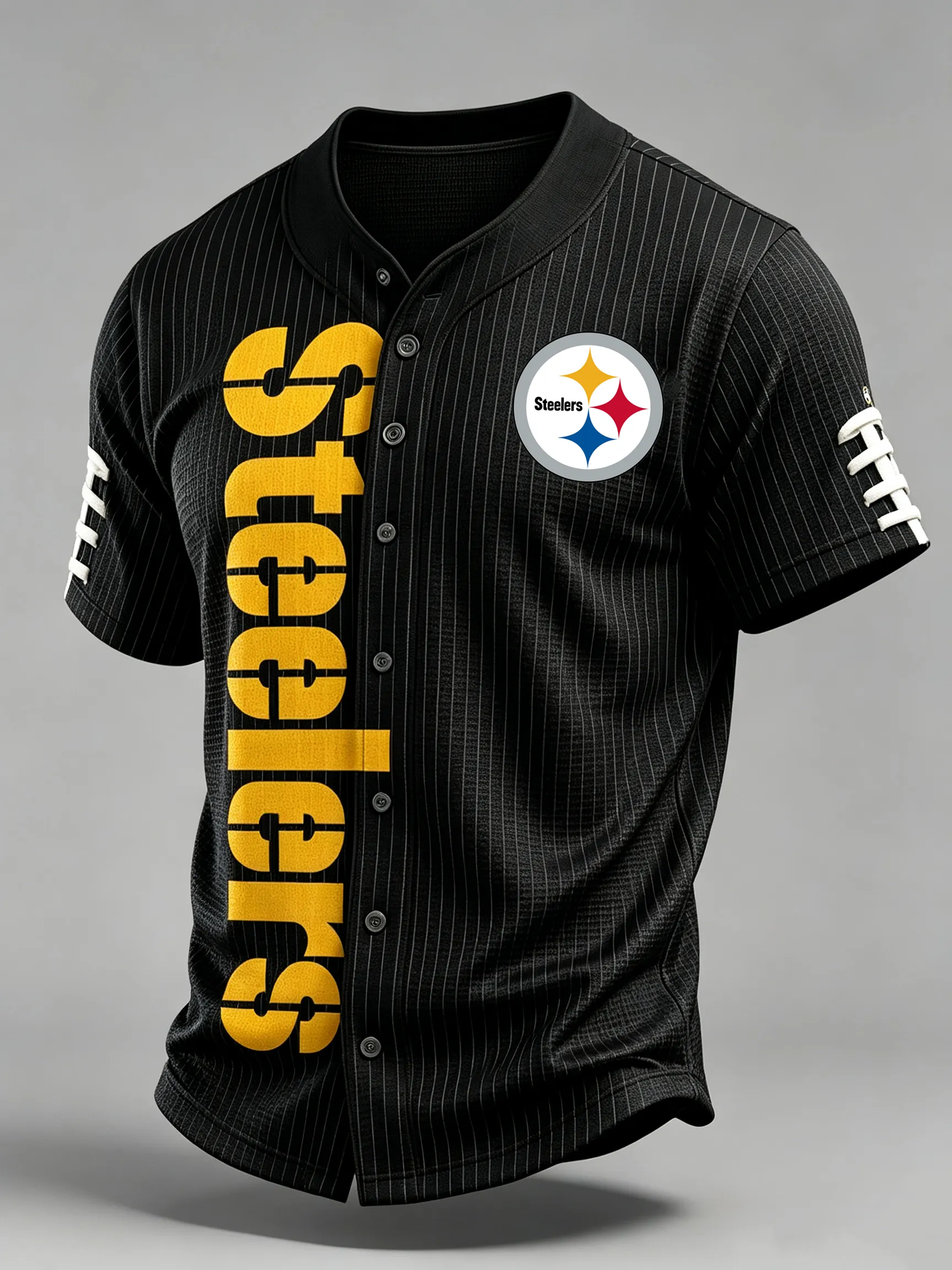 Men's Pittsburgh Steelers Pinstripe Button-Up Baseball Jersey