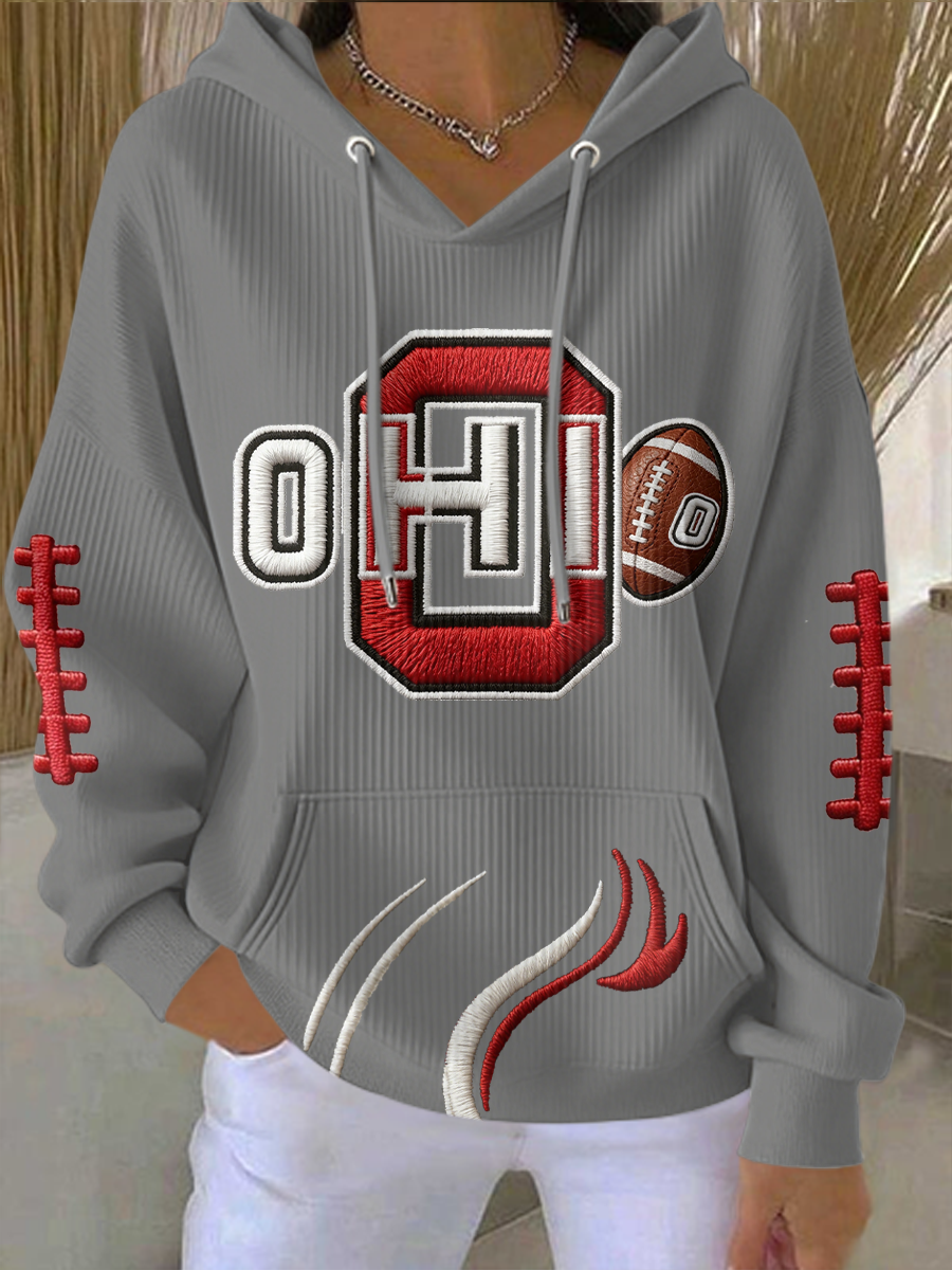 Women'S College Football Printed Hooded Sweatshirt