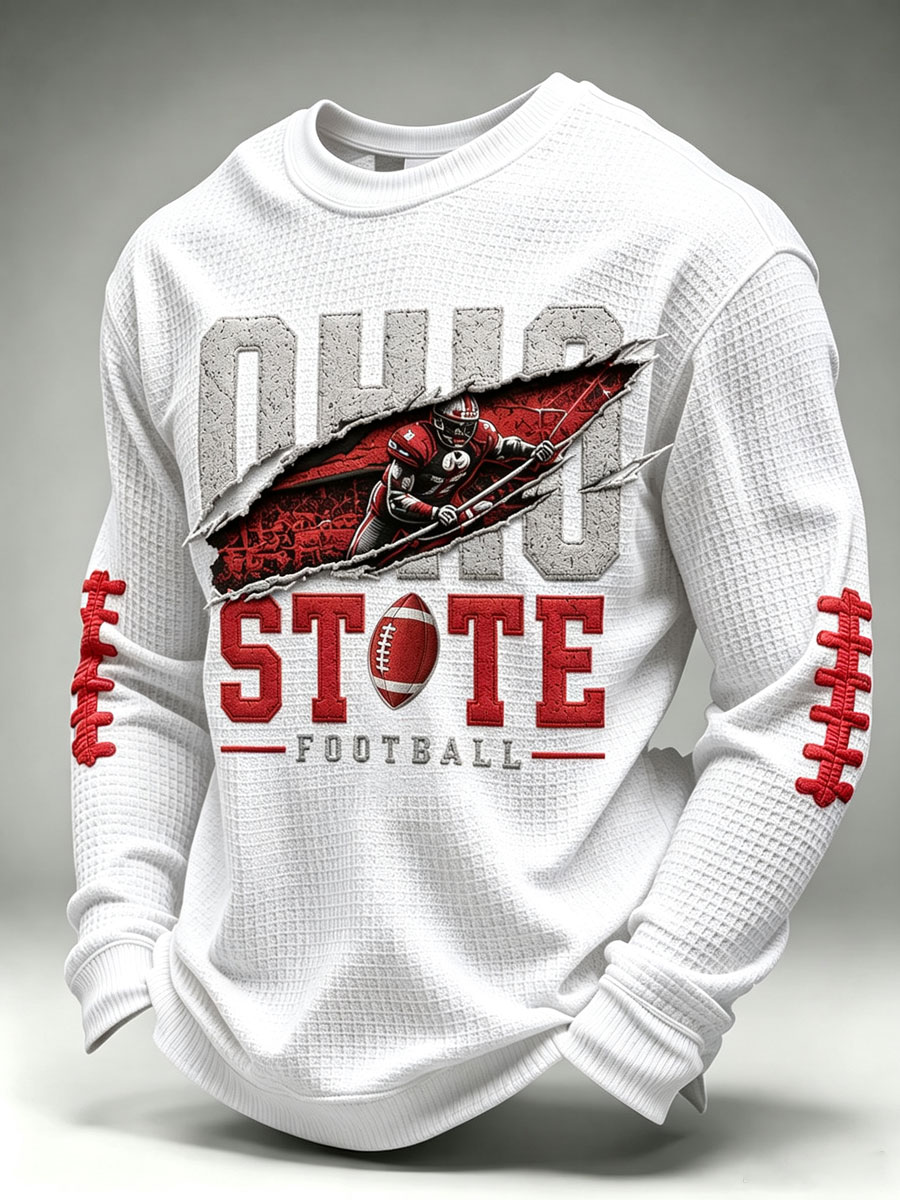Men'S Football Game Printed Waffle Sweatshirt