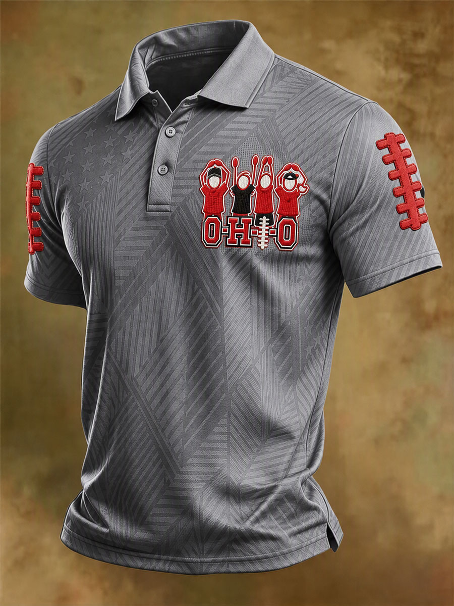 Men'S Retro Rugby Collar Polo T-Shirt