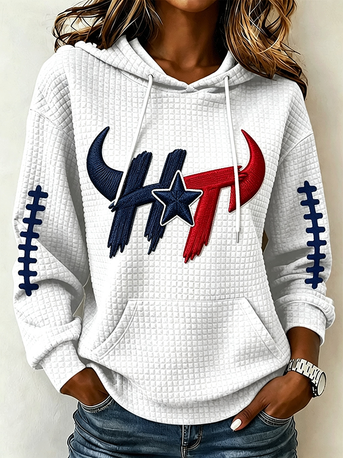 Women'S Football Printed Checkered Hoodie