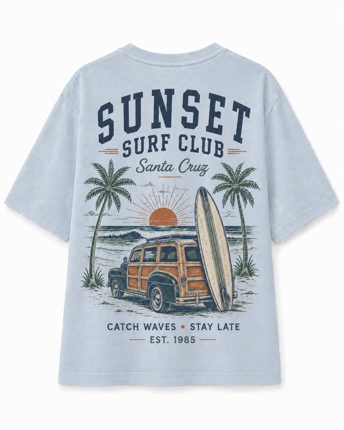 Sunset Surf Club V-Neck Tee