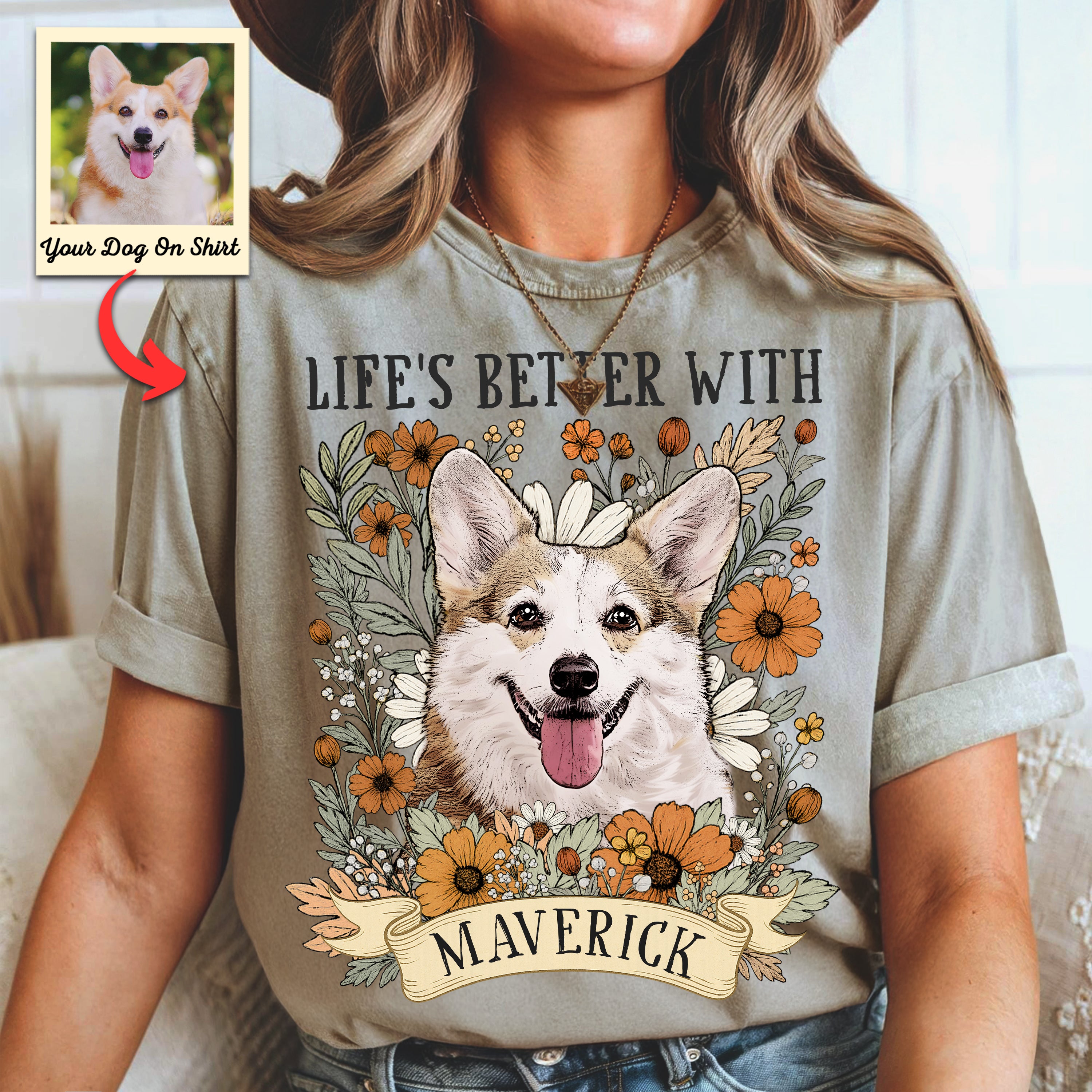 Life's Better With Dog Retro Floral Premium Heavyweight Shirt
