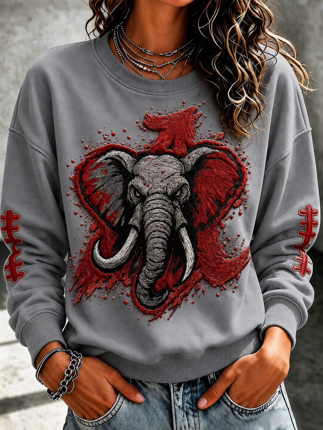 Women'S Rugby Printed Round Neck T-Shirt