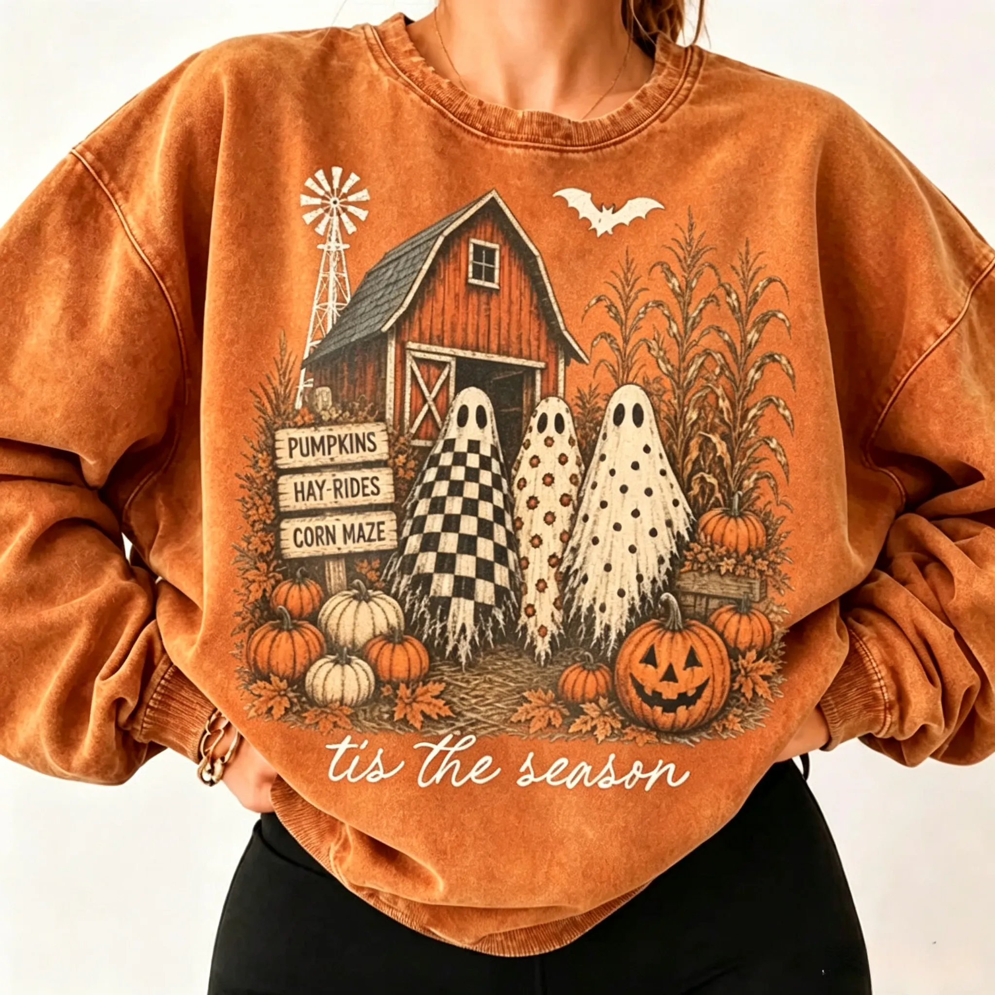 Tis The Season Ghost Trio Sweatshirt | Pumpkin Patch Ghosts Shirt