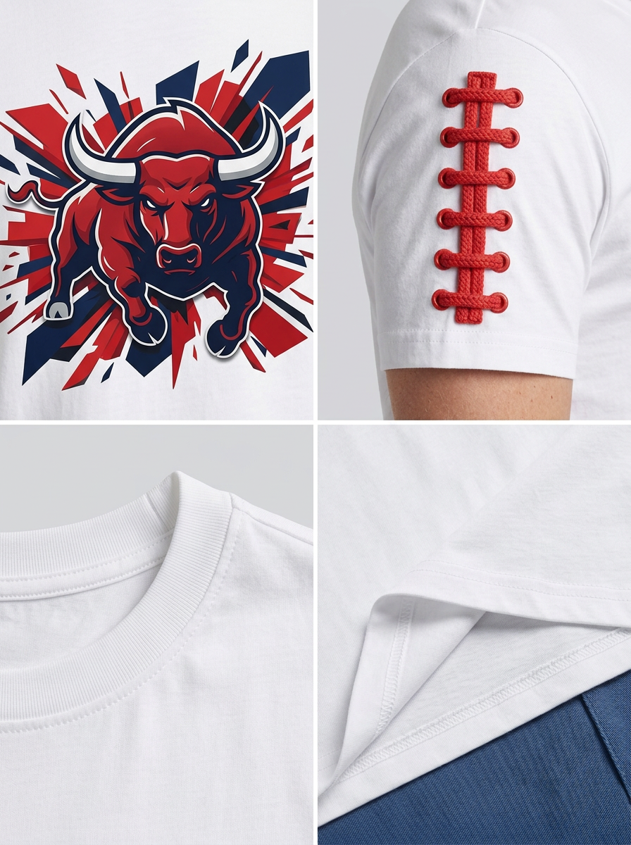 Unisex Houston Texans Football Bull Graphic Printed T-shirt