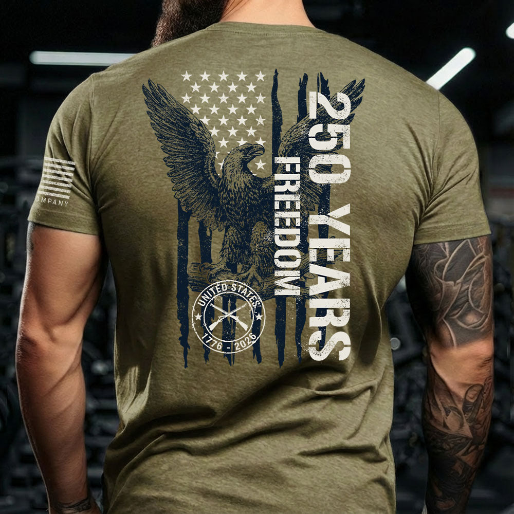 USA 250th Anniversary- 250 Years Of Freedom Military Green Tee