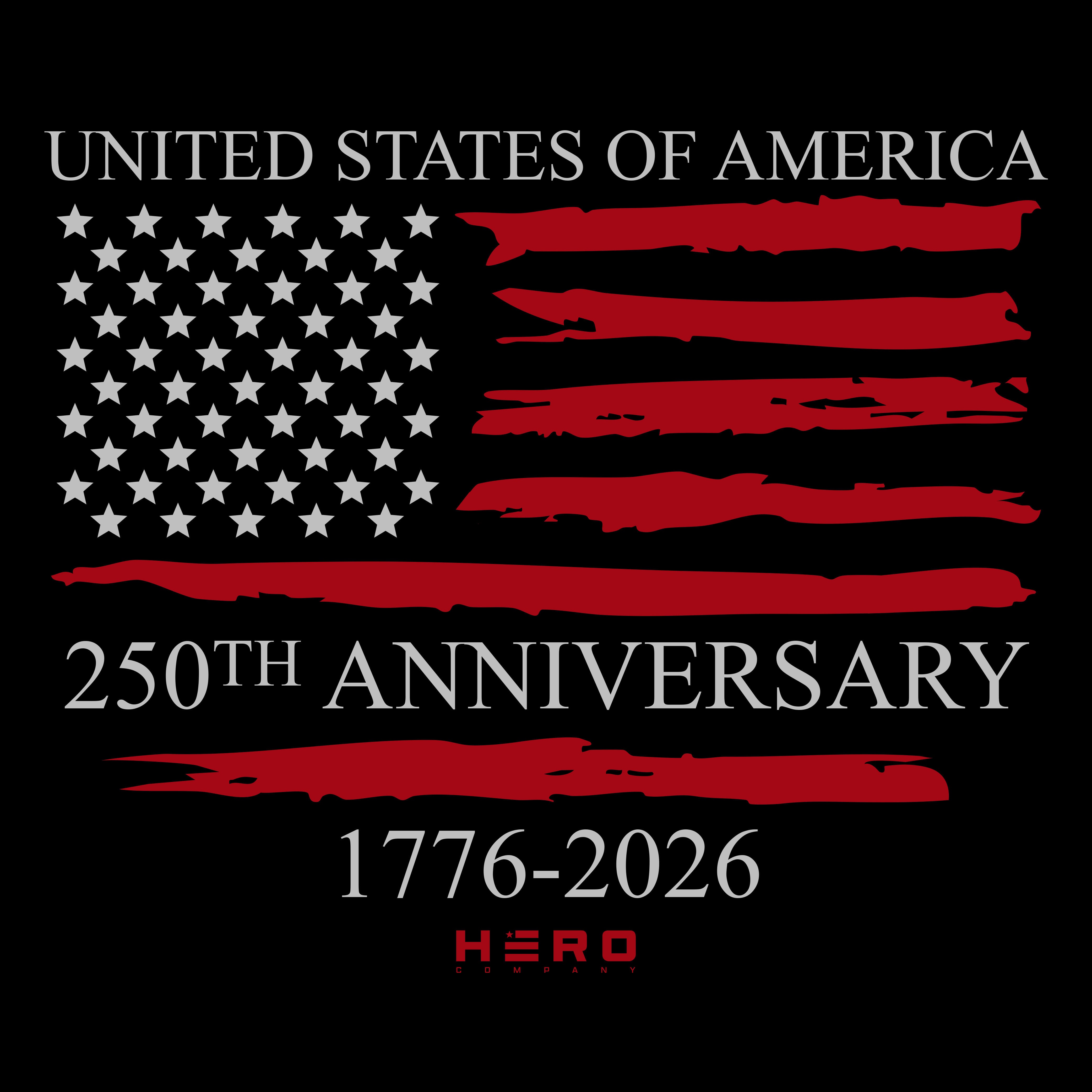 Hero Company Men's USA 250th Anniversary Black Tee