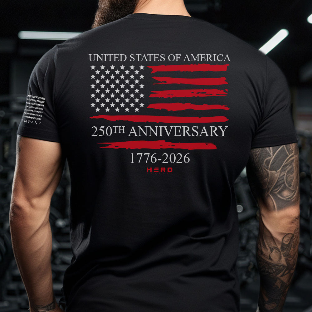 Hero Company Men's USA 250th Anniversary Black Tee