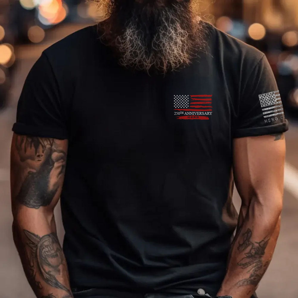 Hero Company Men's USA 250th Anniversary Black Tee