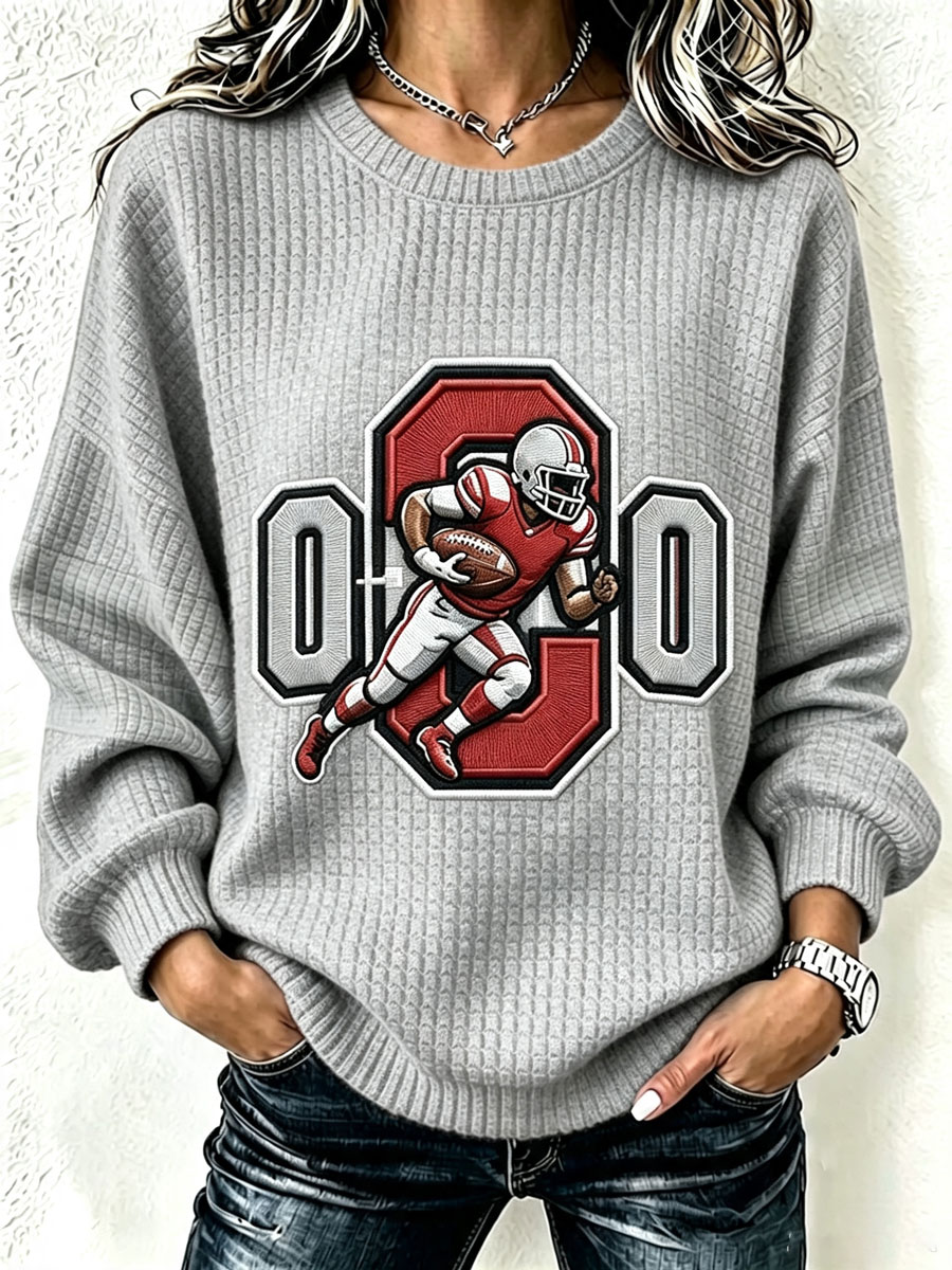 Ladies' Football Fan Casual Waffle Hoodie