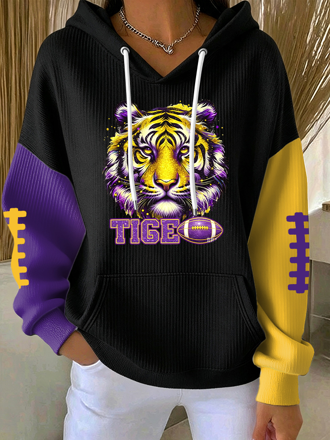 Women'S Football Printed Hooded Sweatshirt