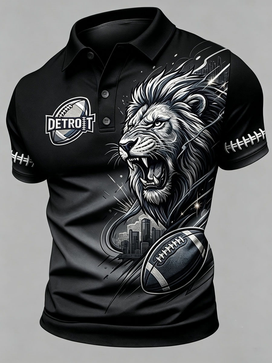 Men'S Football Fan Printed Polo Shirt