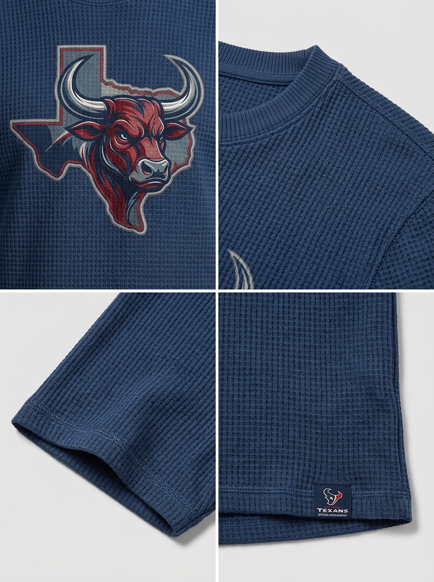 Men's Houston Texans Football Bull Texas Map Printed T-shirt