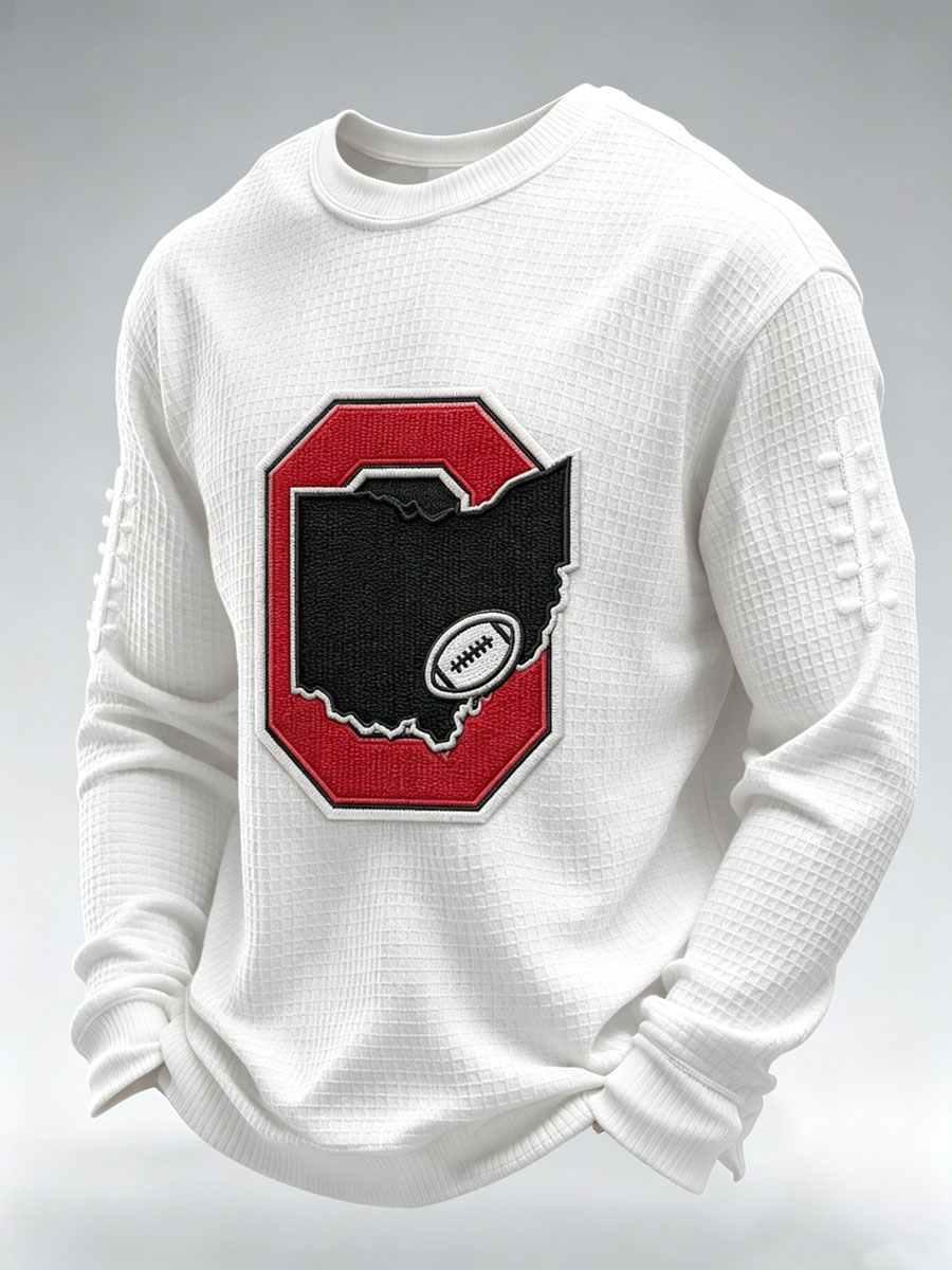 Men'S Football Game Printed Waffle Sweatshirt