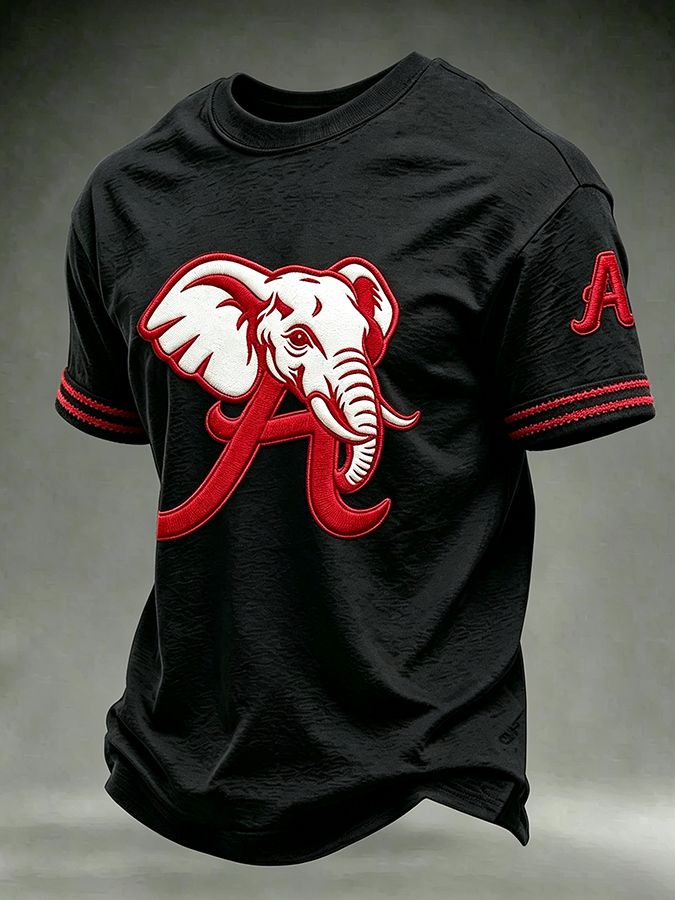 Men'S Rugby Printed Round Neck T-Shirt