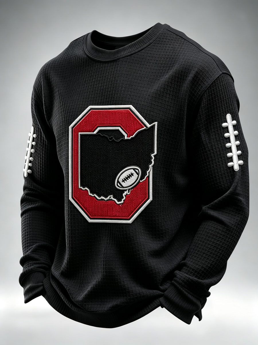 Men'S Football Game Printed Waffle Sweatshirt