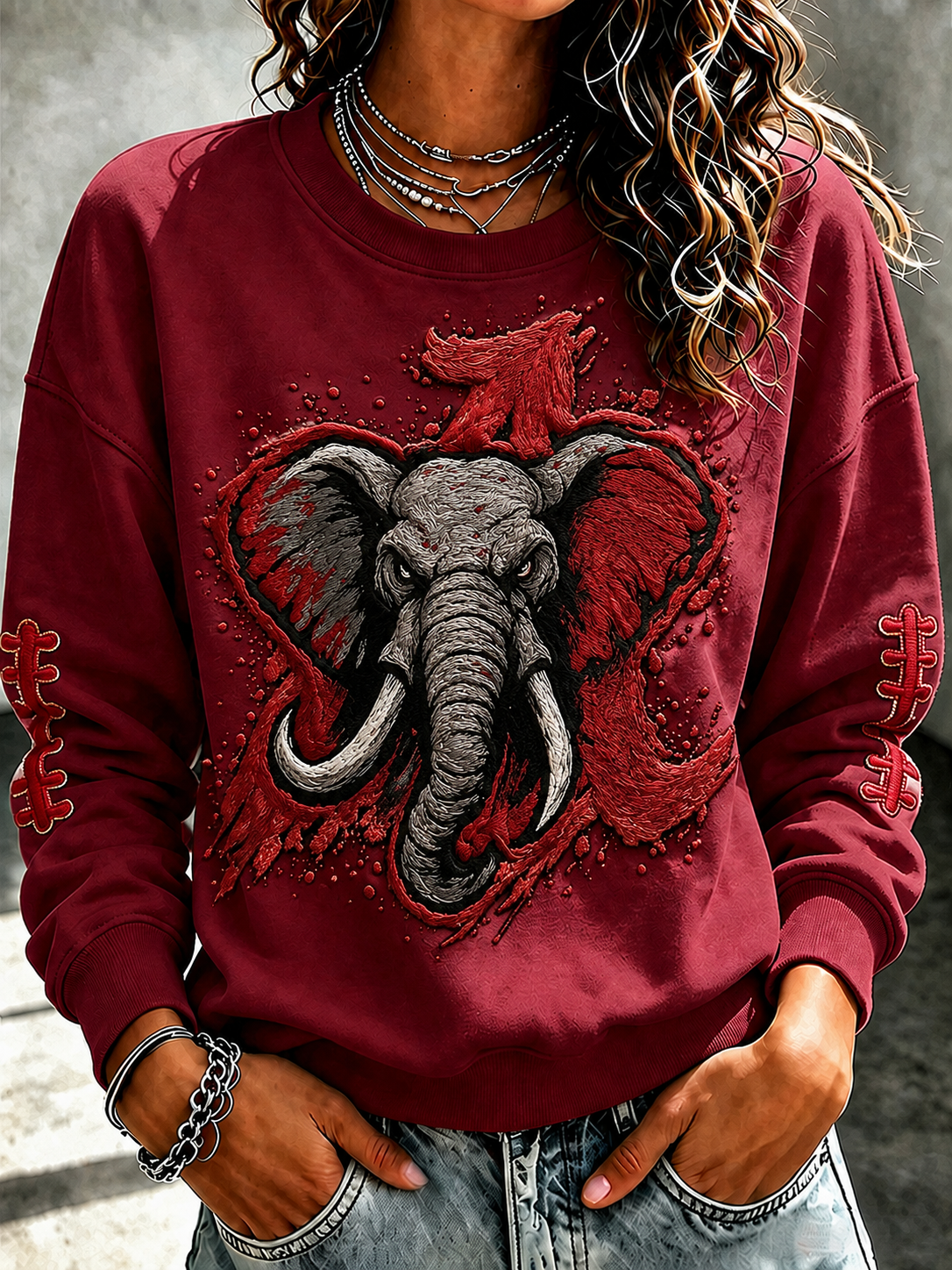 Women'S Rugby Printed Round Neck T-Shirt