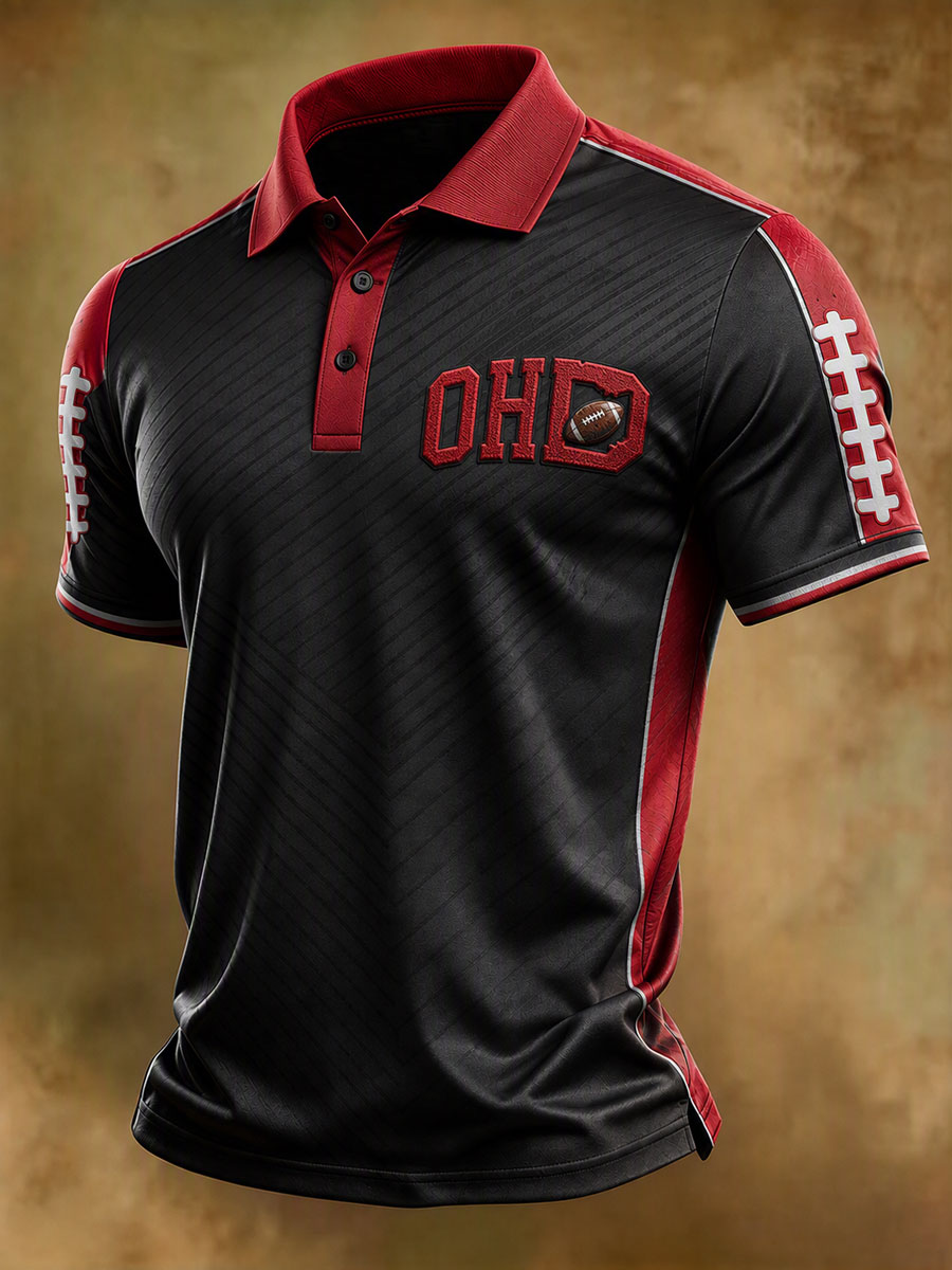 Men'S Retro Rugby Collar Polo T-Shirt