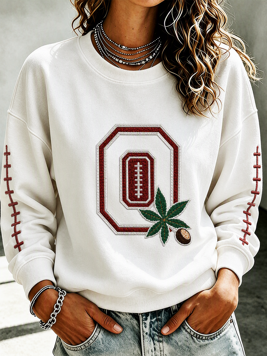 Ladies' Football Printed Round Neck T-Shirt